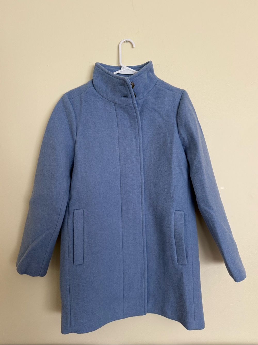 J. Crew Women's Dusty Periwinkle Button Neck Blue City Coat Size 4 New with Tags - Picture 2 of 7